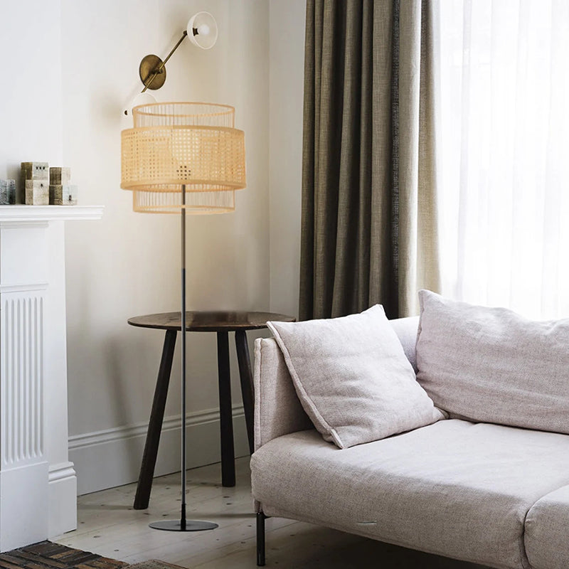 Hand-Woven Rattan Floor and Table Lamp