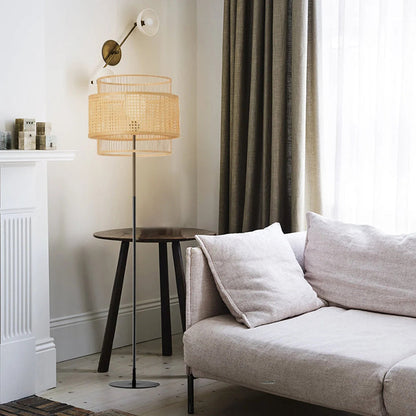 Hand-Woven Rattan Floor and Table Lamp