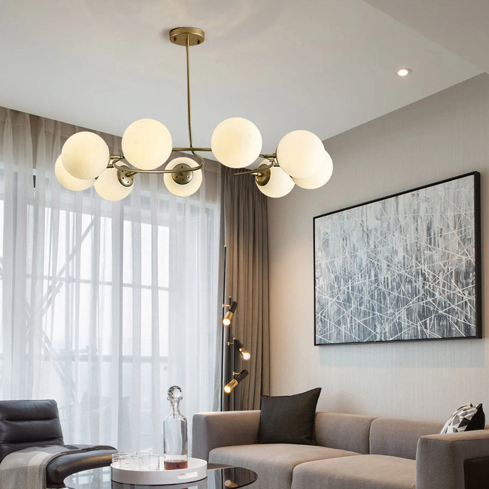 Milk Glass Bubble Cluster Chandelier