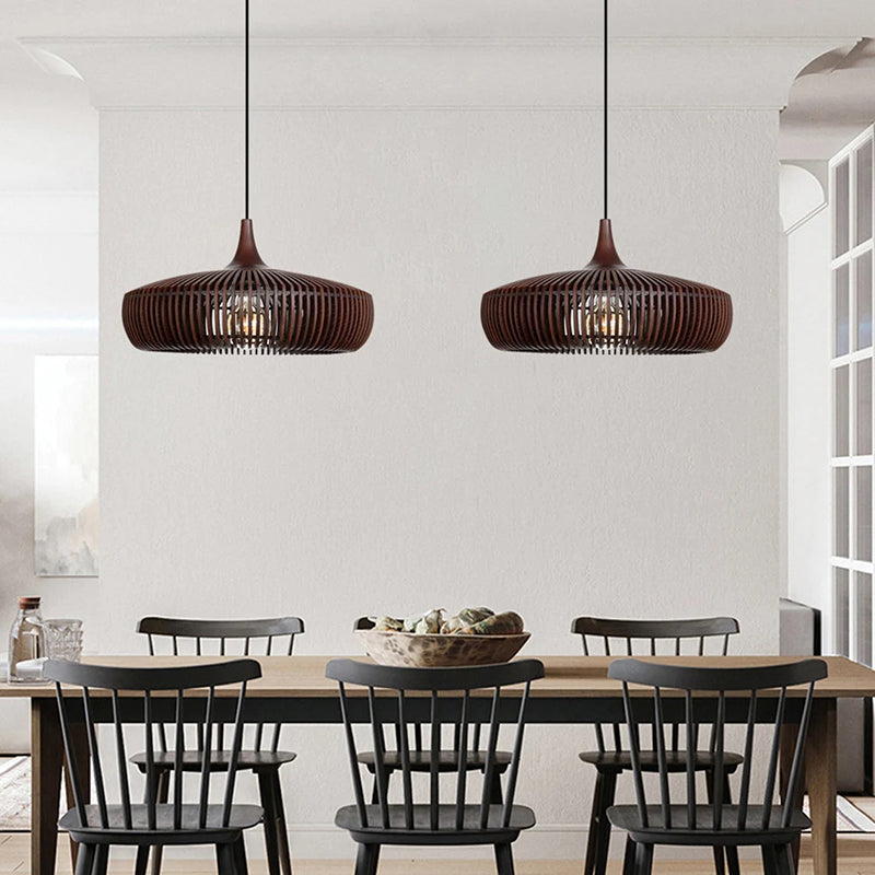 Wood Slat Fin Pendant Light