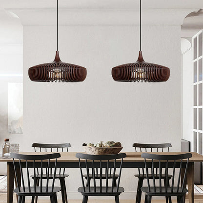 Wood Slat Fin Pendant Light