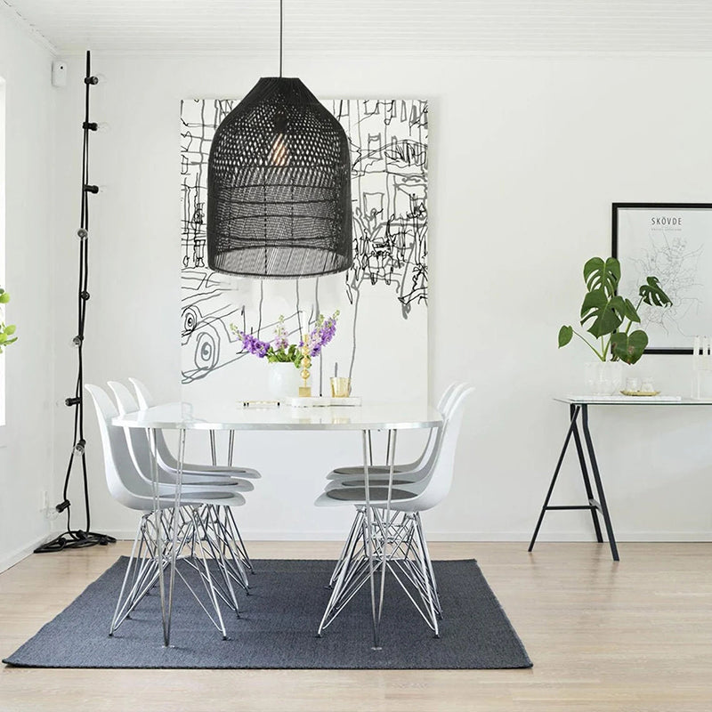 Rattan Bell Shape Pendant Fixture