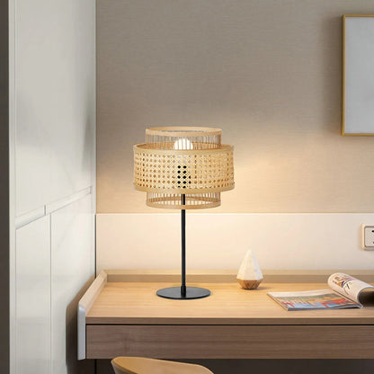 Hand-Woven Rattan Floor and Table Lamp