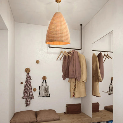 Rattan Woven Dome Basket Pendant
