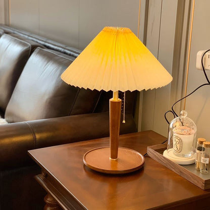 Japanese Wood and Fabric Desk Lamp