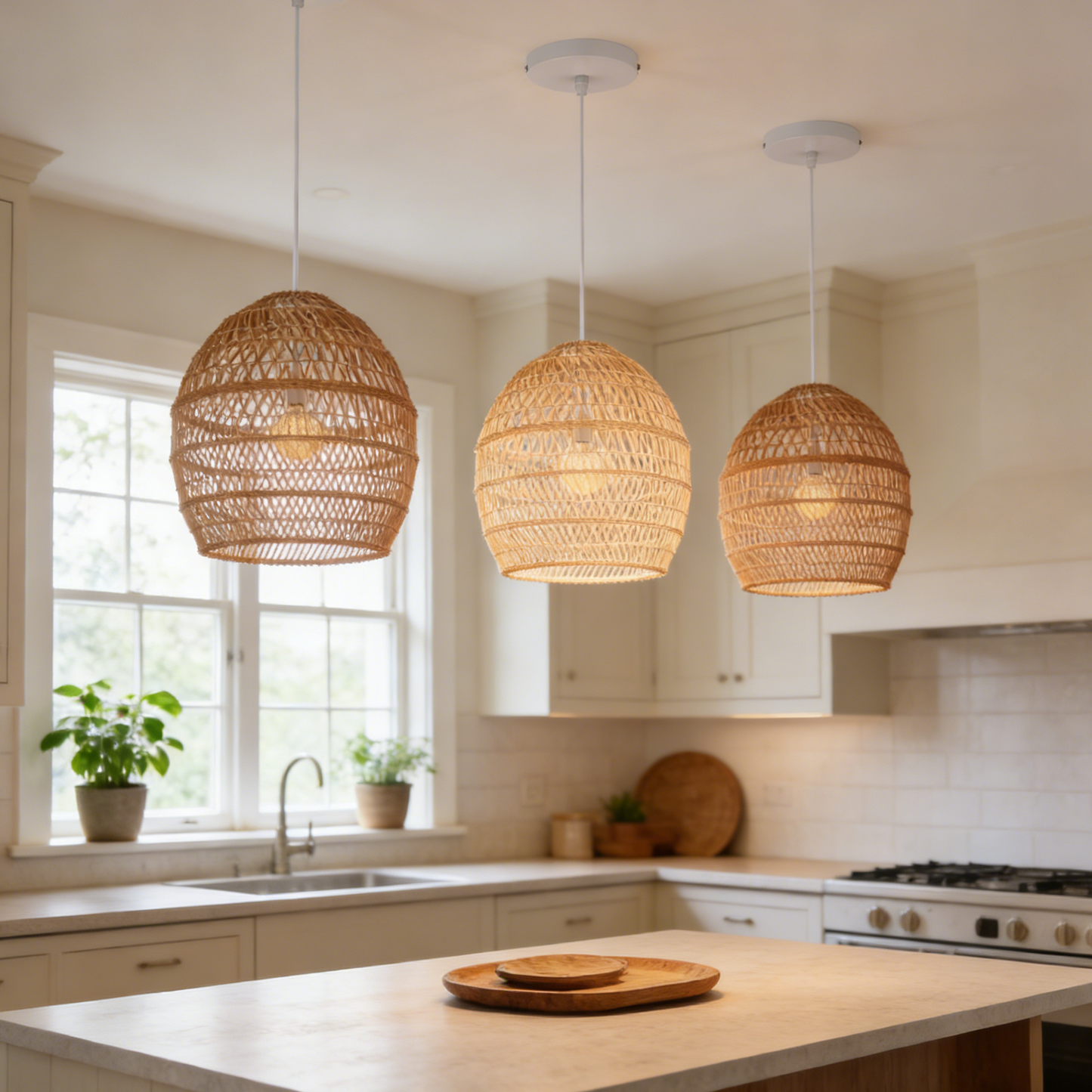 Wicker Woven Rattan Hanging Light