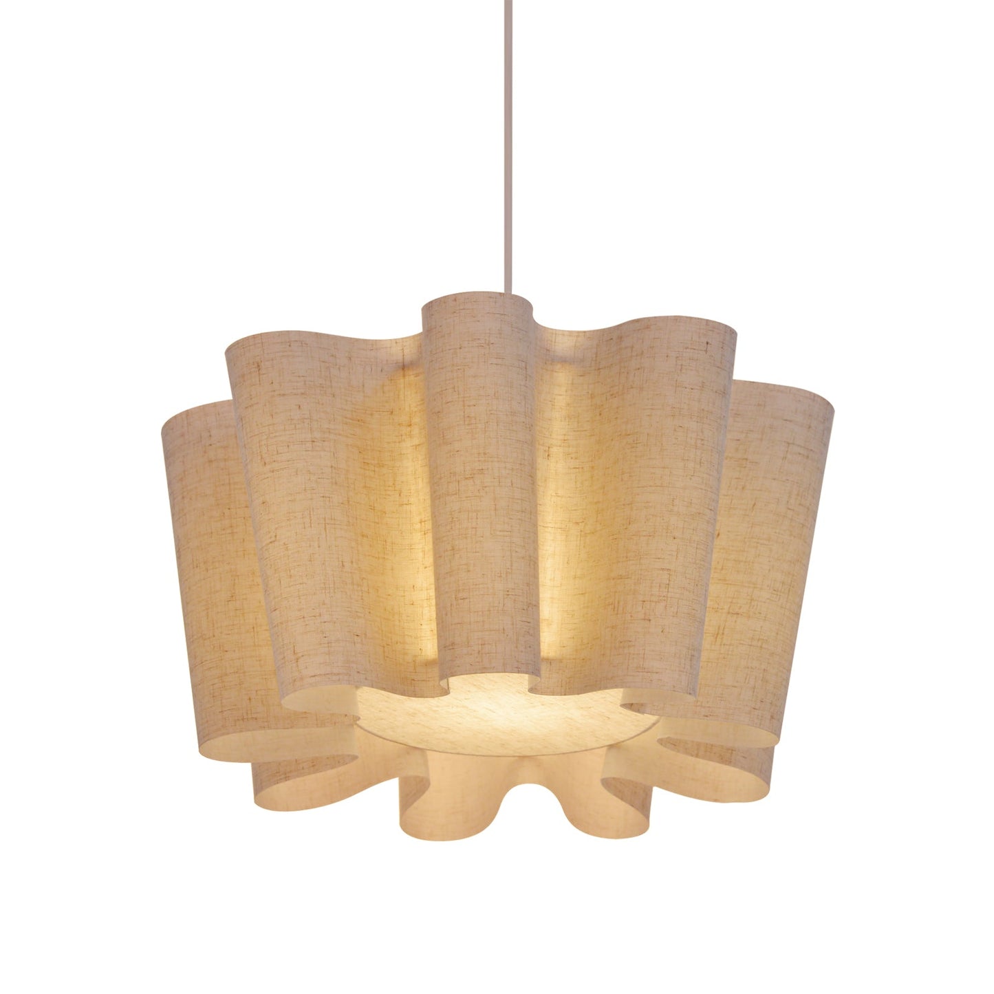 Wavy Ruffled Linen Drum Pendant