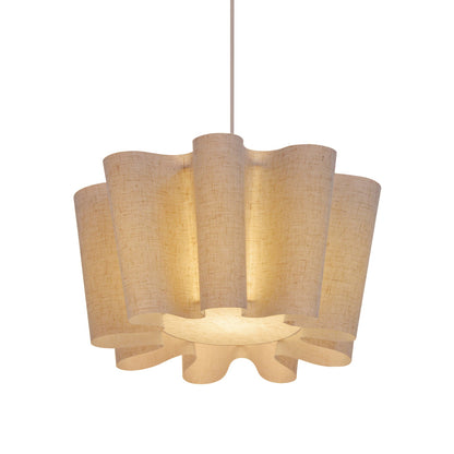 Wavy Ruffled Linen Drum Pendant