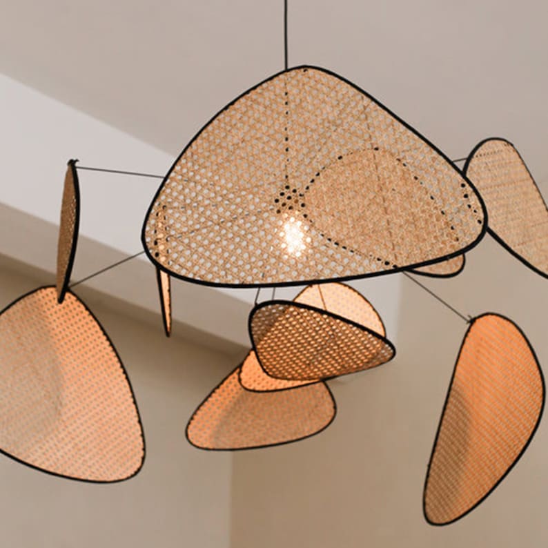 Cane Webbing Screen Chandelier