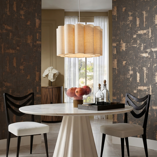Scalloped Pleated Fabric Pendant Light