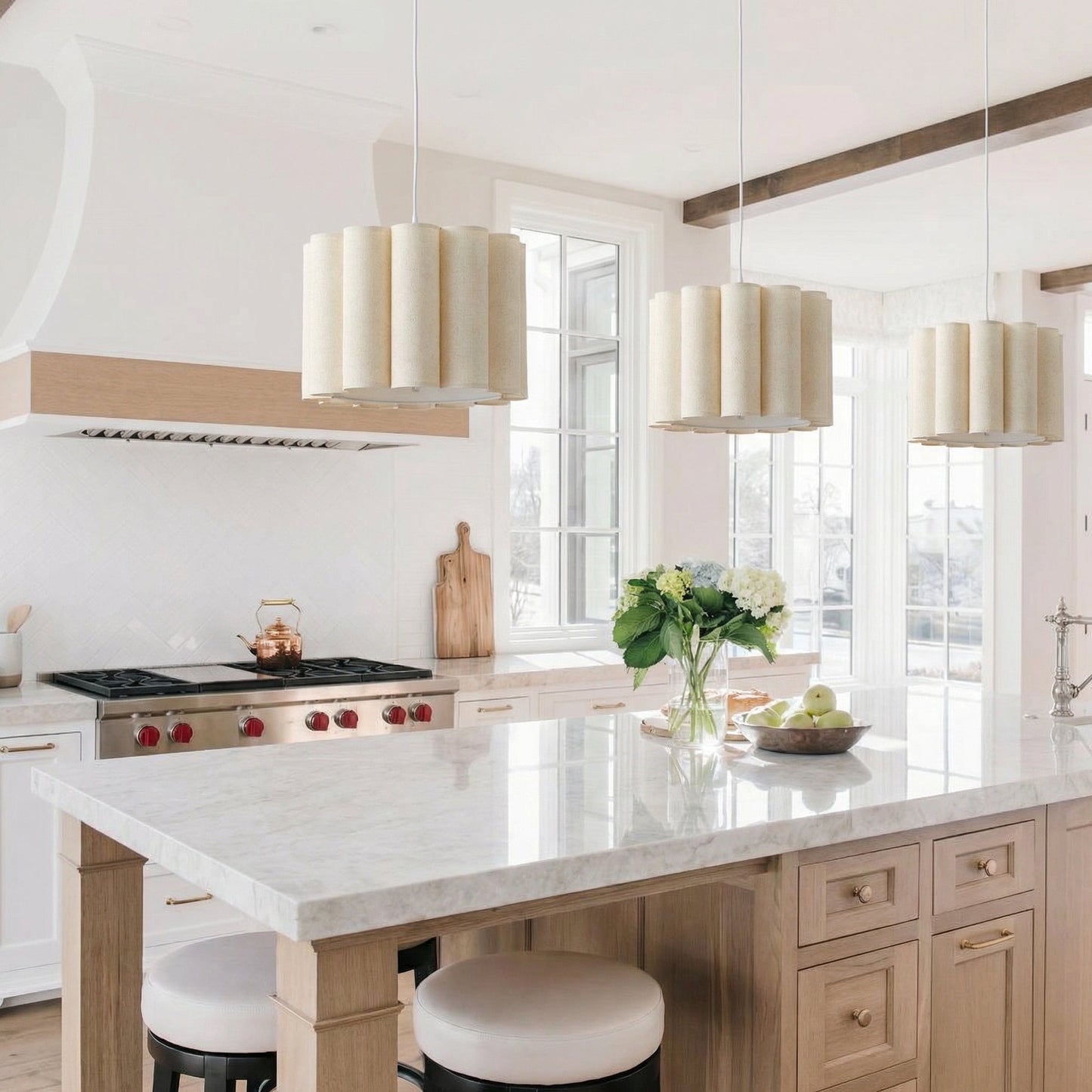 Scalloped Pleated Fabric Pendant Light