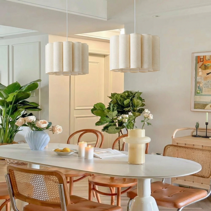 Scalloped Pleated Fabric Pendant Light
