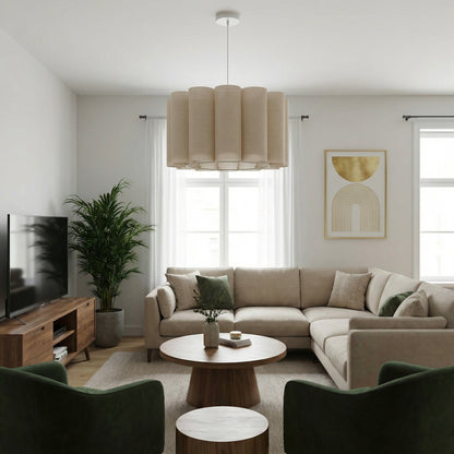 Scalloped Pleated Fabric Pendant Light