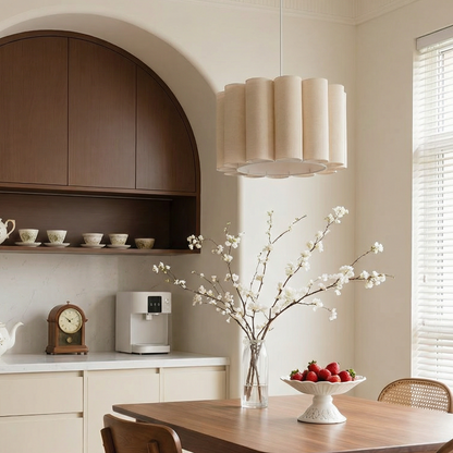 Scalloped Pleated Fabric Pendant Light