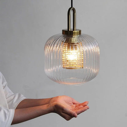 Handmade Clear Glass Brass Pendant