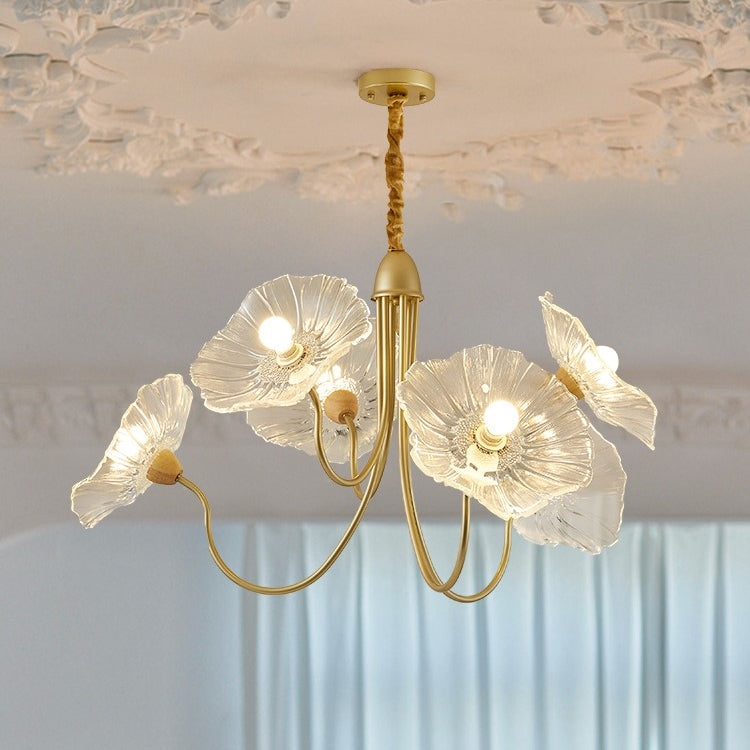 Modern Lotus Leaf Glass Living Room Chandelier