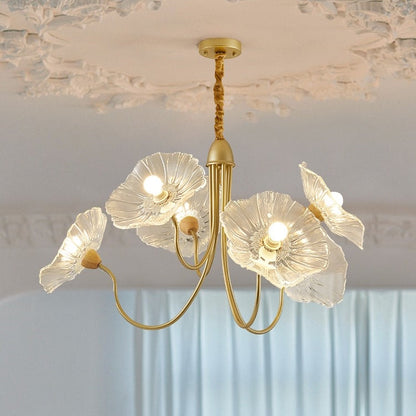 Modern Lotus Leaf Glass Living Room Chandelier