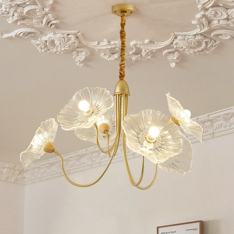 Modern Lotus Leaf Glass Living Room Chandelier-[Modern pendant lighting for bedroom and living space]-Demolights UK