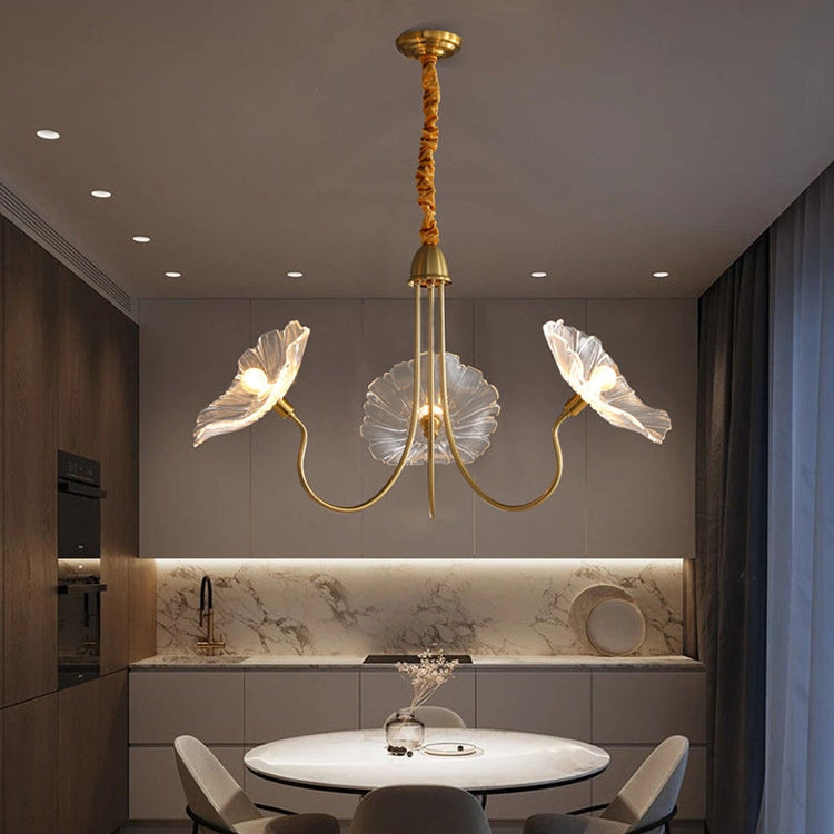 Modern Lotus Leaf Glass Living Room Chandelier