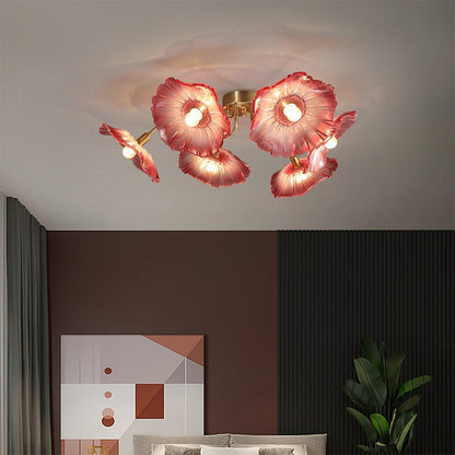 Vintage Lotus Leaf Glass Ceiling Light