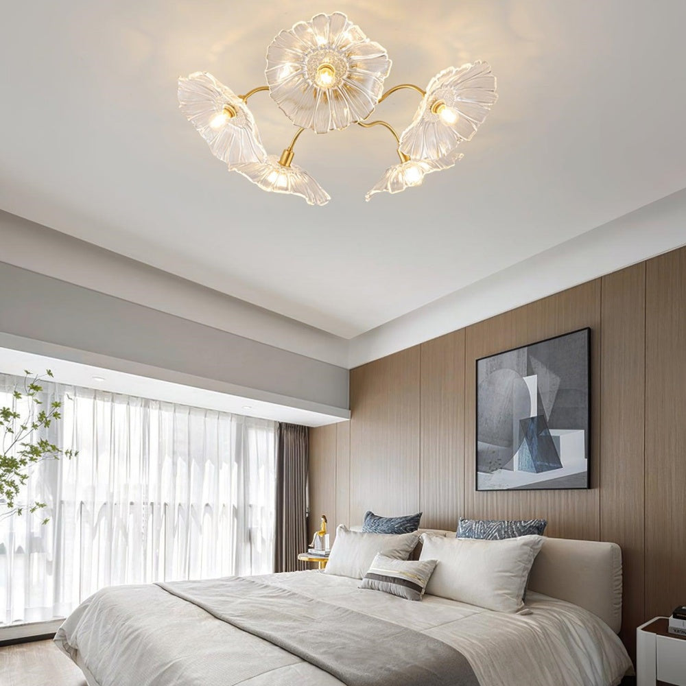 Vintage Lotus Leaf Glass Ceiling Light