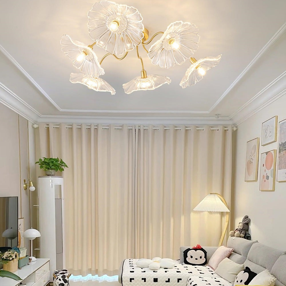 Vintage Lotus Leaf Glass Ceiling Light