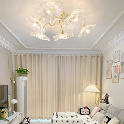Vintage Lotus Leaf Glass Ceiling Light