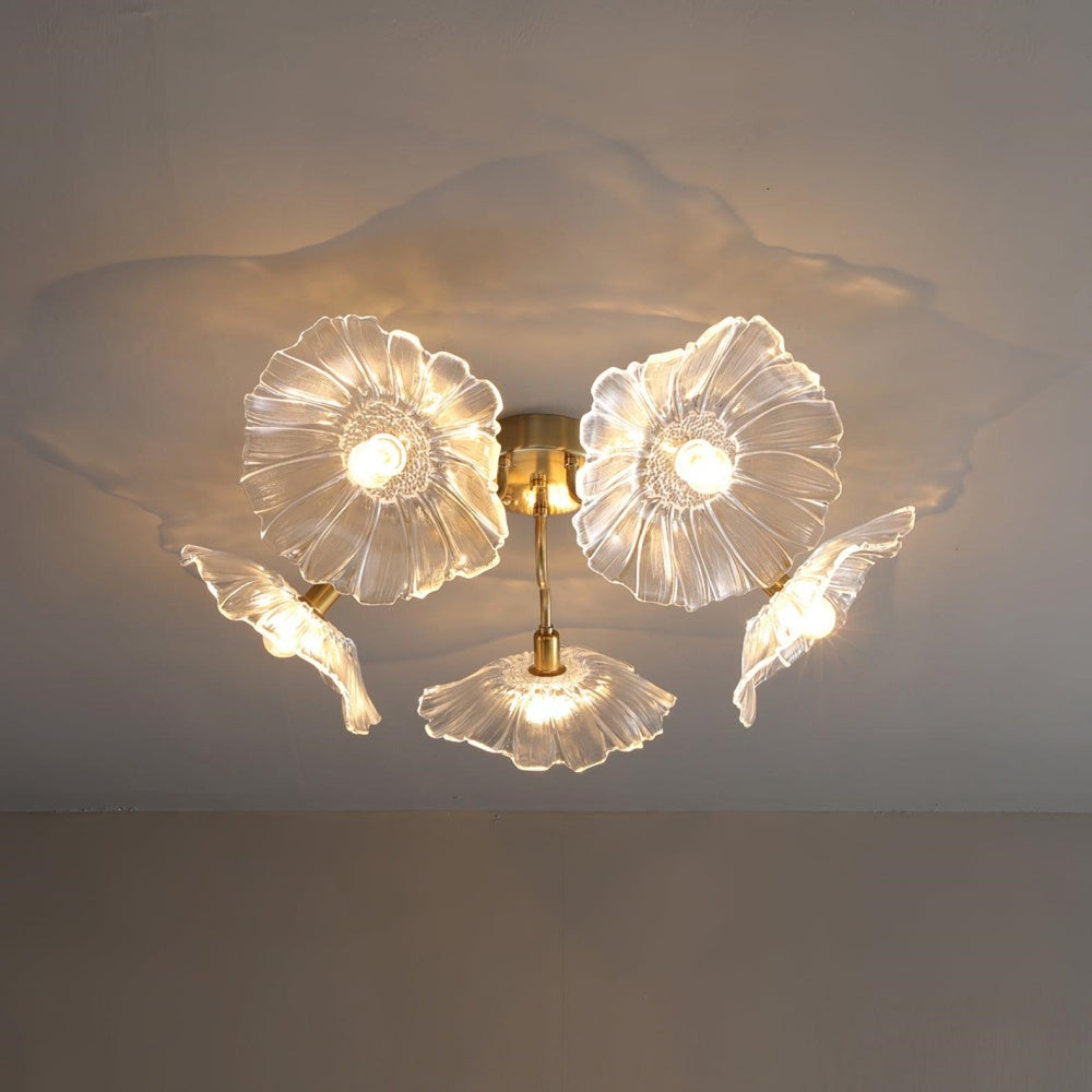 Vintage Lotus Leaf Glass Ceiling Light