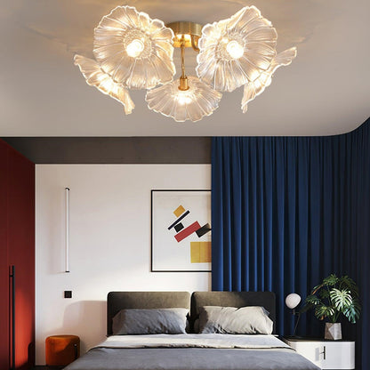 Vintage Lotus Leaf Glass Ceiling Light