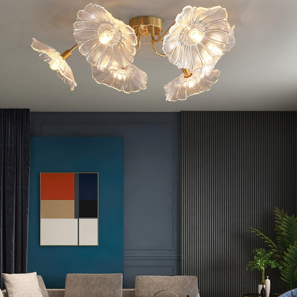 Vintage Lotus Leaf Glass Ceiling Light