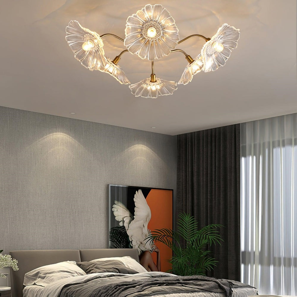 Vintage Lotus Leaf Glass Ceiling Light
