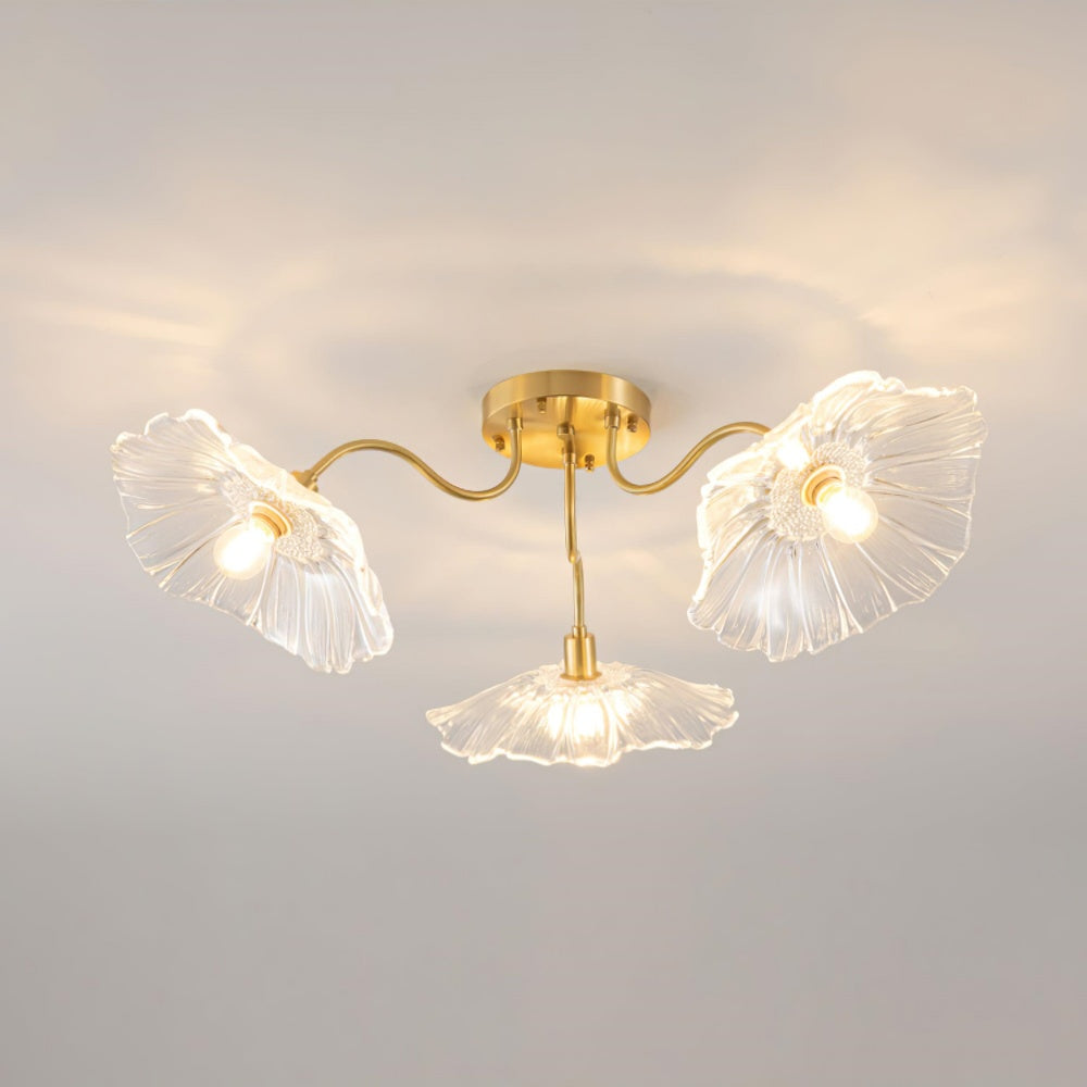 Vintage Lotus Leaf Glass Ceiling Light