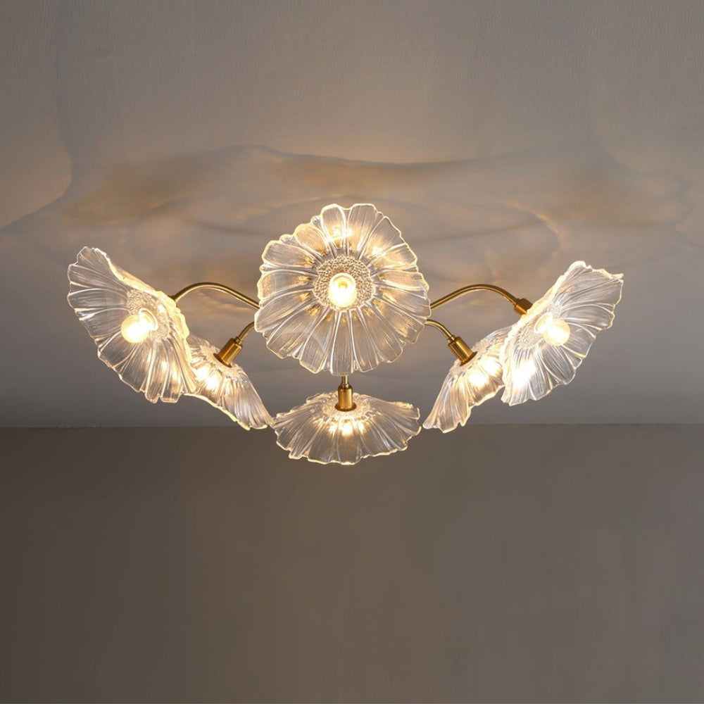 Vintage Lotus Leaf Glass Ceiling Light