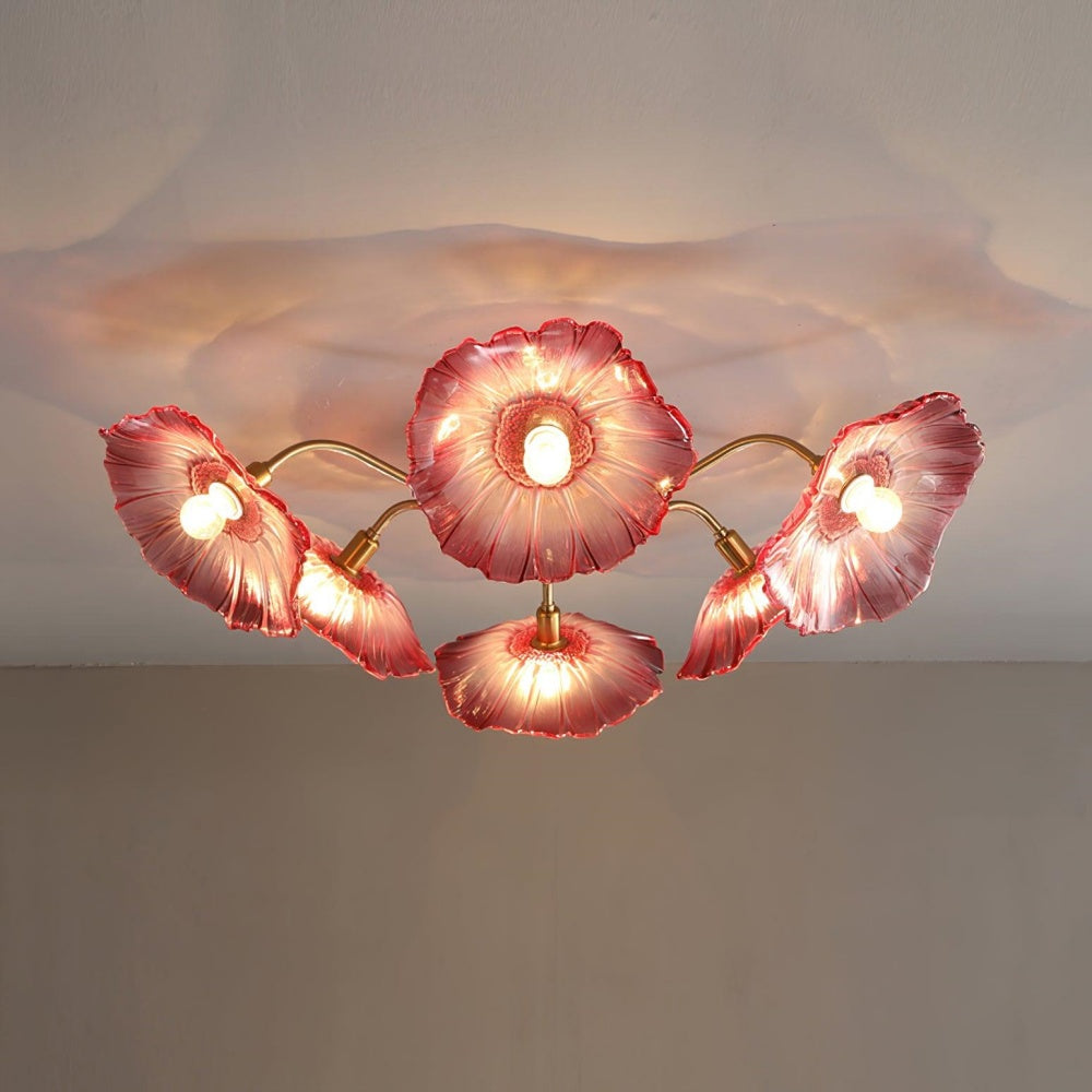 Vintage Lotus Leaf Glass Ceiling Light