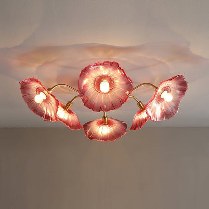 Vintage Lotus Leaf Glass Ceiling Light