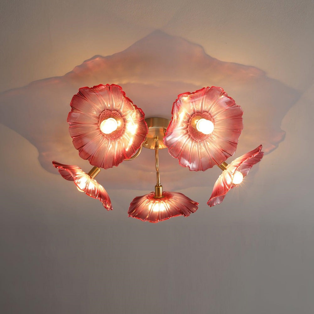 Vintage Lotus Leaf Glass Ceiling Light