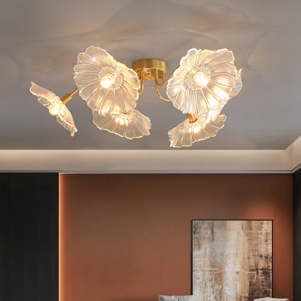 Vintage Lotus Leaf Glass Ceiling Light