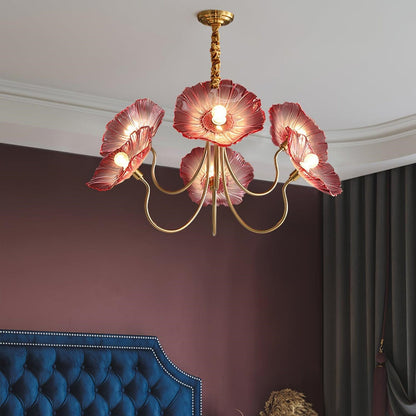 Modern Lotus Leaf Glass Living Room Chandelier