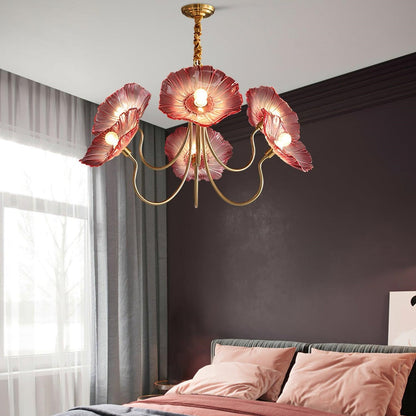 Modern Lotus Leaf Glass Living Room Chandelier