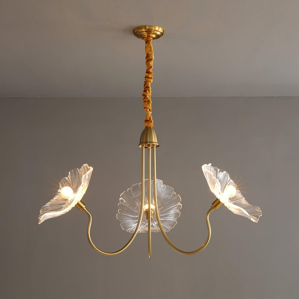 Modern Lotus Leaf Glass Living Room Chandelier