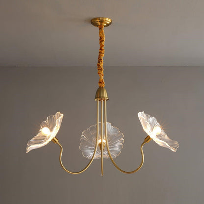 Modern Lotus Leaf Glass Living Room Chandelier