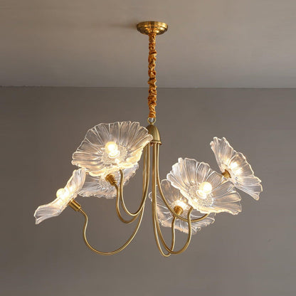 Modern Lotus Leaf Glass Living Room Chandelier