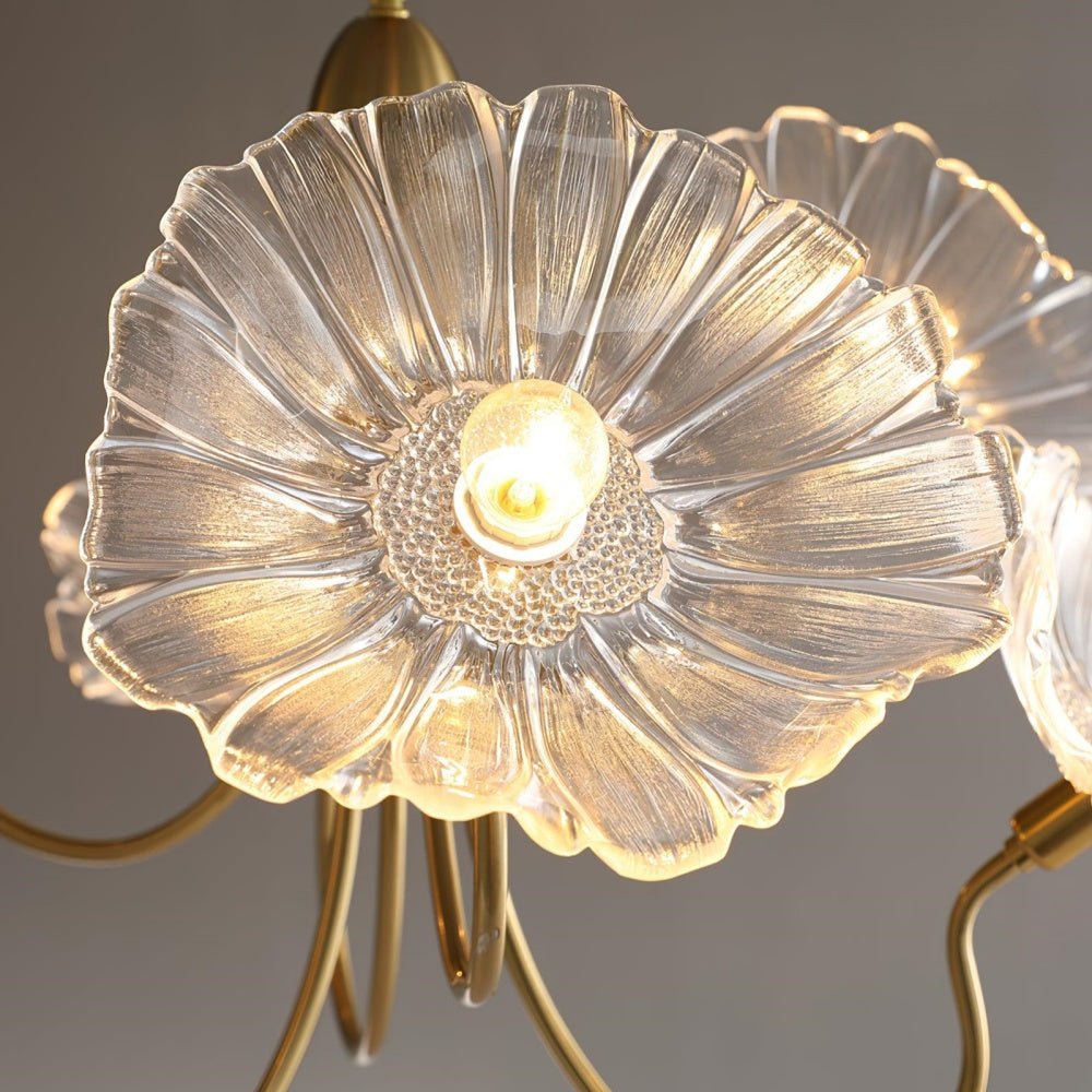 Modern Lotus Leaf Glass Living Room Chandelier