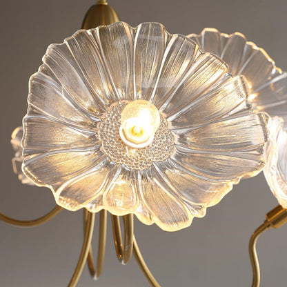 Modern Lotus Leaf Glass Living Room Chandelier