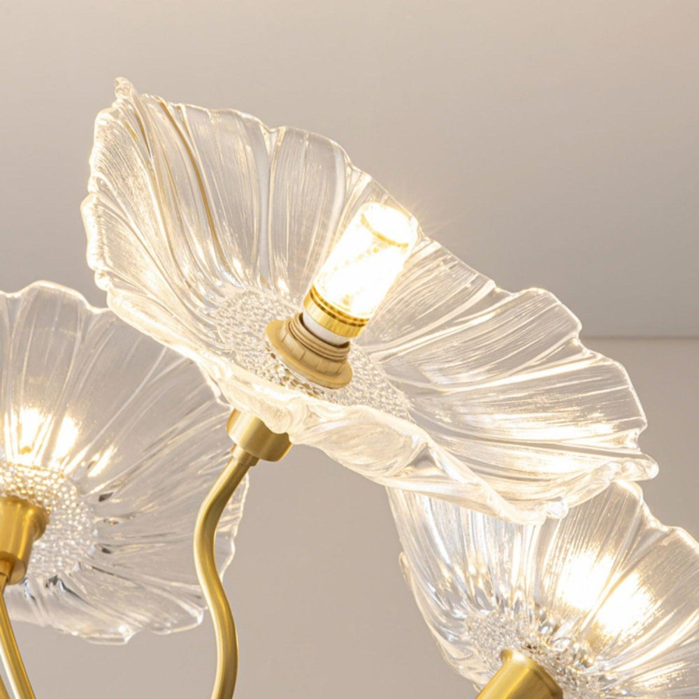 Modern Lotus Leaf Glass Living Room Chandelier