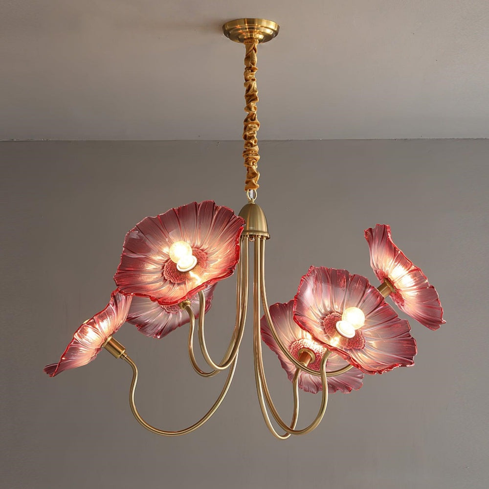 Modern Lotus Leaf Glass Living Room Chandelier