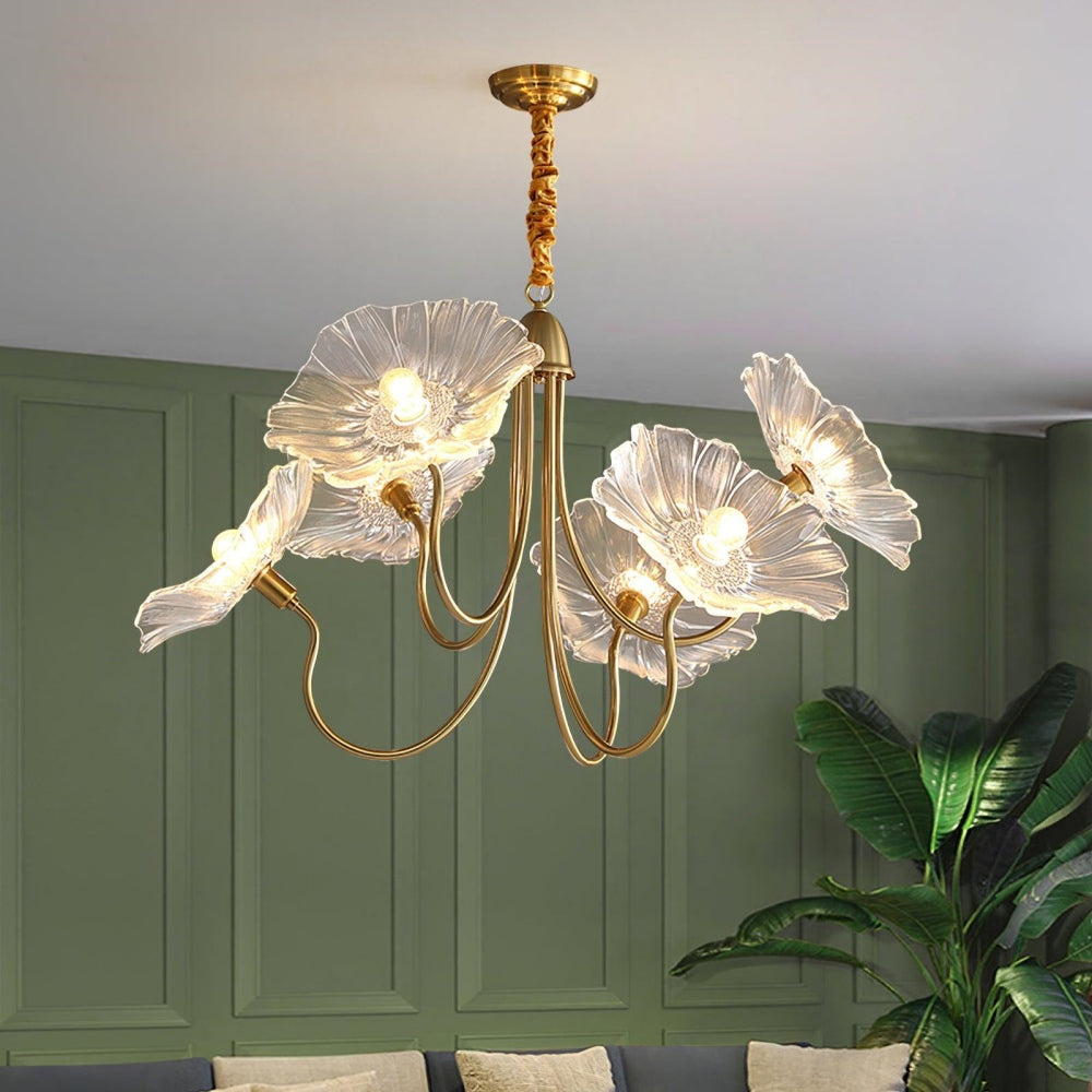 Modern Lotus Leaf Glass Living Room Chandelier