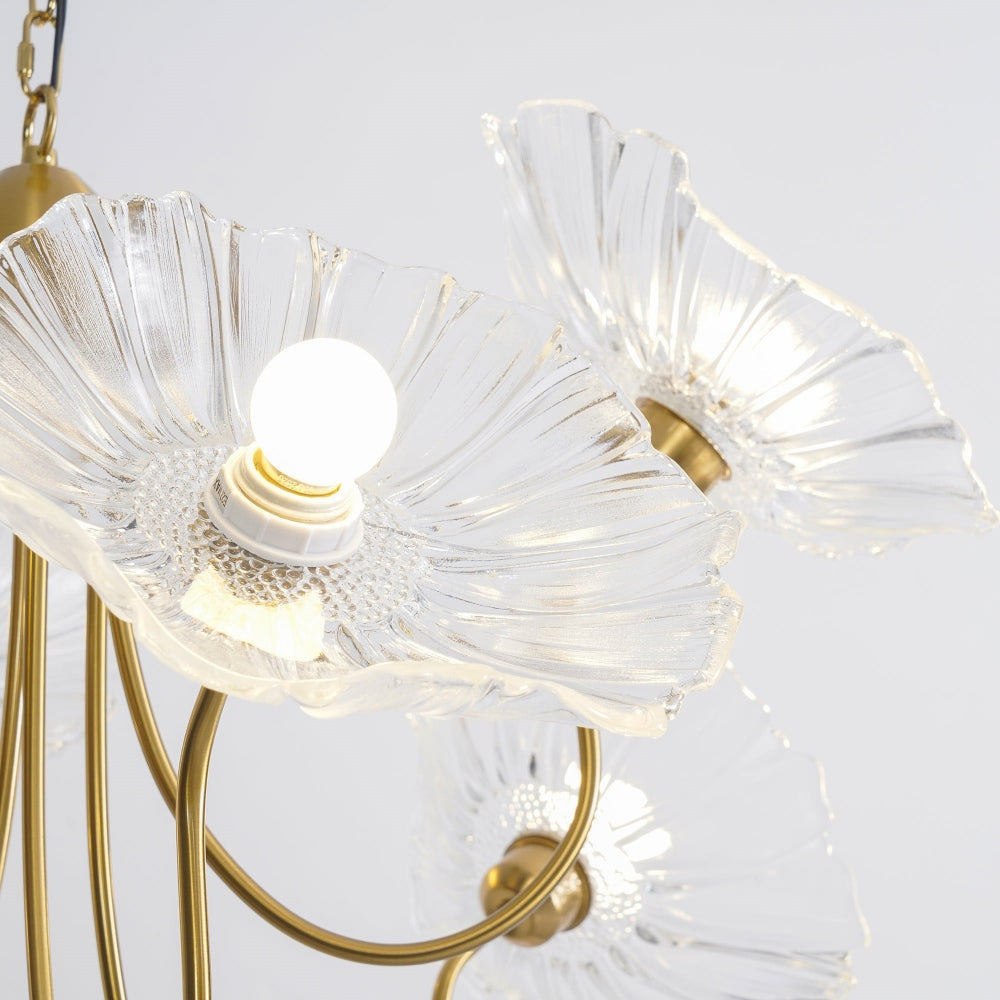 Modern Lotus Leaf Glass Living Room Chandelier
