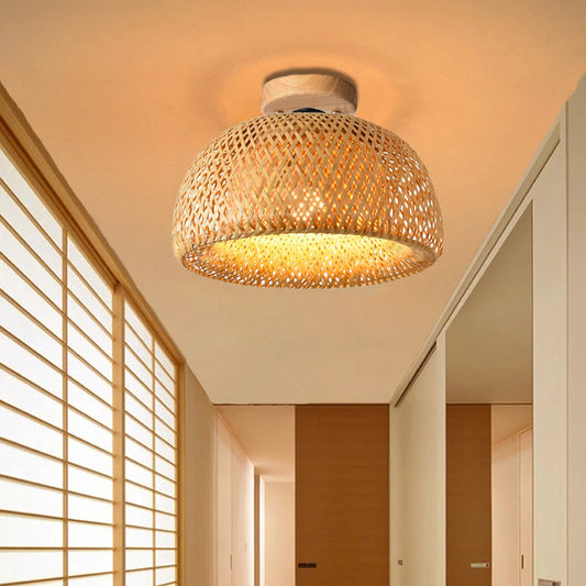 Bamboo Pendant Light Handmade Lamp Shade-[Modern pendant lighting for bedroom and living space]-Demolights UK