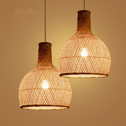 Coastal Woven Bamboo Pendant Light